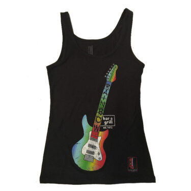 The Rainbow Bar and Grill Girls Black Tank w/ Guitar Art