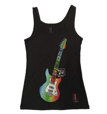 The Rainbow Bar and Grill Girls Black Tank w/ Guitar Art