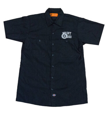 Whisky A Go Go Workshirt Front - Black white embroidery